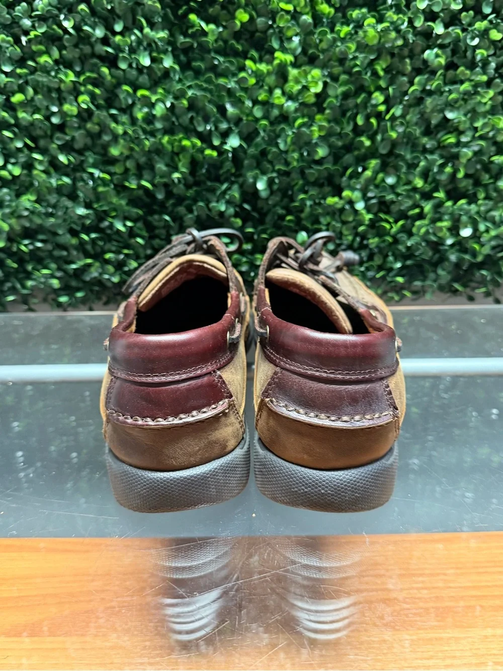 G.H. Bass & Co. Two-Tone Brown & Burgundy Leather Slip-On Boat Shoes